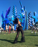 Black Sexy See-through Layered Mesh Large Flared Trousers