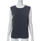 Fashionable Letter Print Round Neck Sleeveless Vest