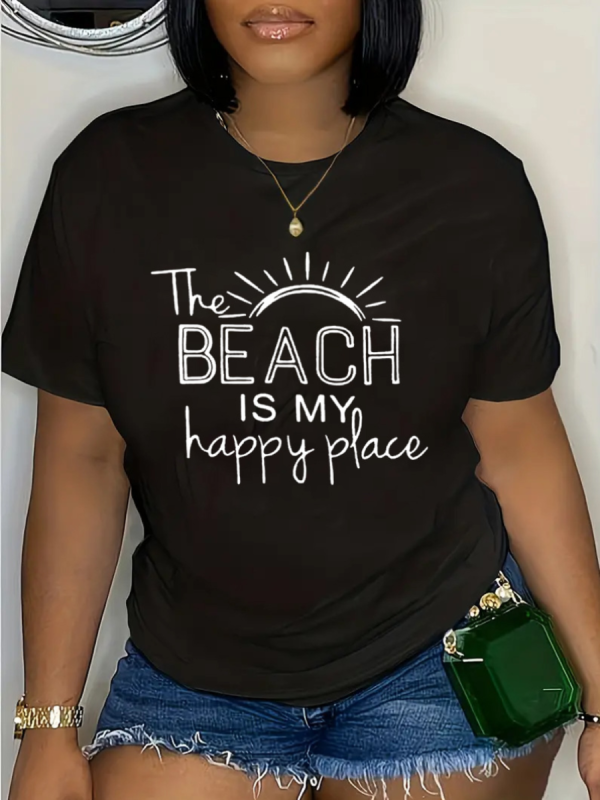 Black Fashion O-Neck Trendy Printed Short-Sleeved T-Shirt