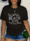 Black Fashion O-Neck Trendy Printed Short-Sleeved T-Shirt
