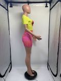 Sexy Tight Modern Mouth Printed Skirt Suit
