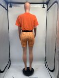 Orange Fashionable Casual Printed Two-piece Set