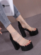 Black Fashionable Ultra High Heel Platform Thick Heel Sandals