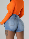 Fashion Three-Dimensional Pocket Stretch Sexy Slim Denim Shorts