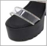 Black Fashionable Ultra High Heel Platform Thick Heel Sandals