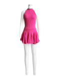 Pink Sexy O-Neck Stretch Sleeveless Dress