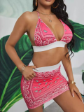 Sexy Printed Swimsuit Short Skirt Two Piece Set