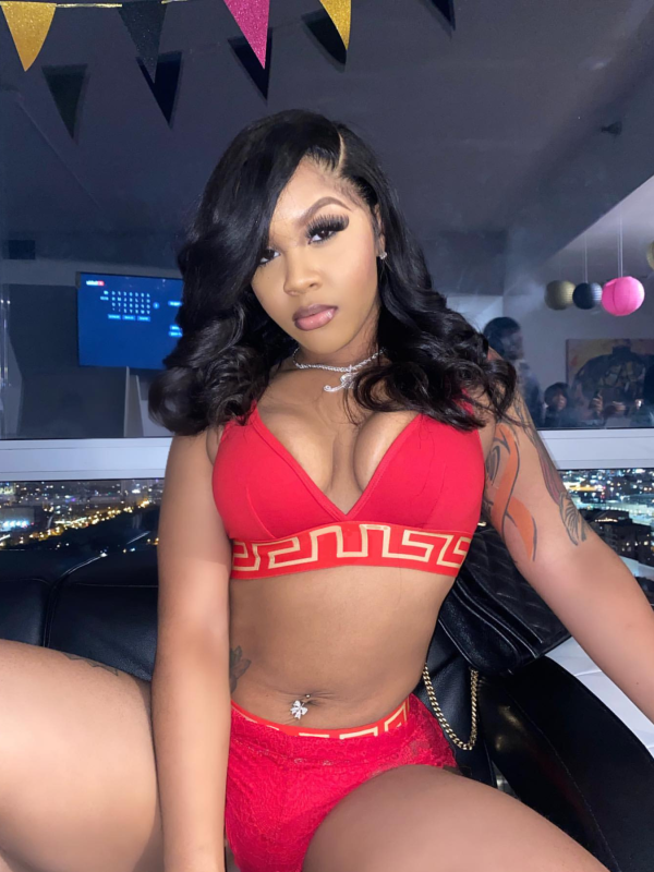 Red V-Neck Print Sexy Tight Trendy Suit Swimsuit Two Piece Set