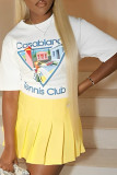 White Fashionable Cotton Printed Short-sleeved Round Neck T-shirt