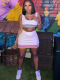 Fashionable Knitted Midriff-baring Vest and High-waisted Skirt Suit