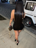 Black Summer Camisole Shirred Skirt Two-Piece Set