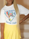 White Fashionable Cotton Printed Short-sleeved Round Neck T-shirt