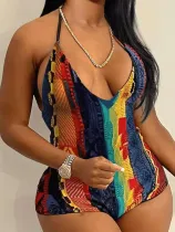 Fashion Printed Suspender Jumpsuit
