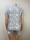 Light Gray Casual Loose Large Size Two-Piece Set