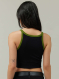 Printed Round Neck Sleeveless Short Belly-Baring Vest
