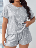 Light Gray Casual Loose Large Size Two-Piece Set