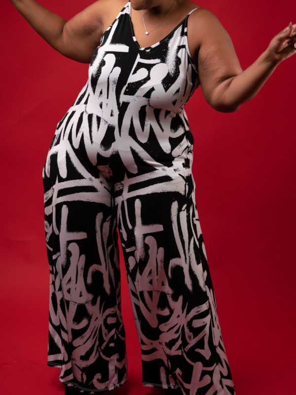 Casual Printed Suspender Wide Leg Jumpsuit