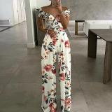 Fashionable One-shoulder Printed High-waisted Jumpsuit