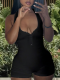 Black Solid Color Backless Zippered High Waist Jumpsuit