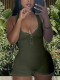 Army Green Solid Color Backless Zippered High Waist Jumpsuit