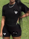 Black Printed O-Neck Casual Two-Piece Set