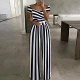 Fashionable One-shoulder Printed High-waisted Jumpsuit