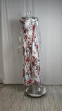 Fashionable One-shoulder Printed High-waisted Jumpsuit
