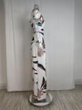 Fashionable One-shoulder Printed High-waisted Jumpsuit