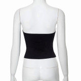 Black Sexy Three-dimensional Flower Short Tube Top