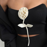 Black Sexy Three-dimensional Flower Short Tube Top