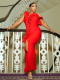 Red One-Shoulder Ruched Sexy Solid Color Dress