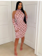 Pink Fashionable Backless Sequined Hip Dress With Bag (Including Gloves)