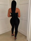 Black Sexy Mesh See-Through Sequined Tube Top Slim Fit Jumpsuit