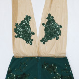 Green New Sexy Strappy Sequin Bag Hip Dress
