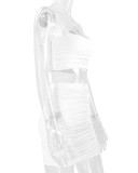 White Sexy Camisole Pleated Butt-hugging Skirt Two-piece Set