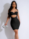 Black Sexy Backless Hollow Slim Dress