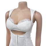 White Sexy Backless Hollow Slim Dress
