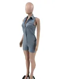 Fashionable Casual Stretch Denim Jumpsuit