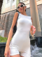 White Solid Color Sleeveless Backless Casual Jumpsuit