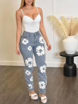 Light Blue Casual Versatile High Waist Jeans