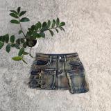Fashionable And Sexy Denim Three-Dimensional Pocket Asymmetrical Skirt