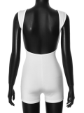 White Solid Color Sleeveless Backless Casual Jumpsuit