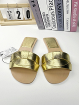 Golden Stylish Flat Back Open Toe Sandals