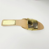 Golden Stylish Flat Back Open Toe Sandals