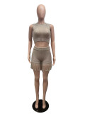 Sexy Knitted Handhook Hollow Tassel Two-piece Set