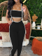 Black Fashionable Two-piece Suspender Trousers Set