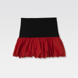 Red Casual and Versatile High-waisted Lantern Skirt