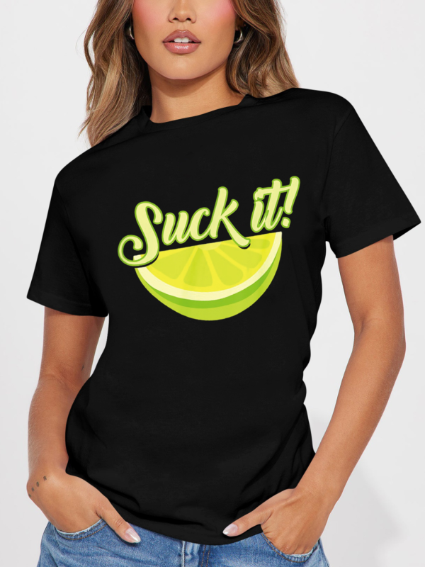Black Fashionable Casual Printed Top Women's T-Shirt