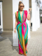 Fashionable Sleeveless Printed Sexy Deep V Slim Dress
