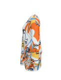 Stylish Printed Large Size V-neck Midi Dress